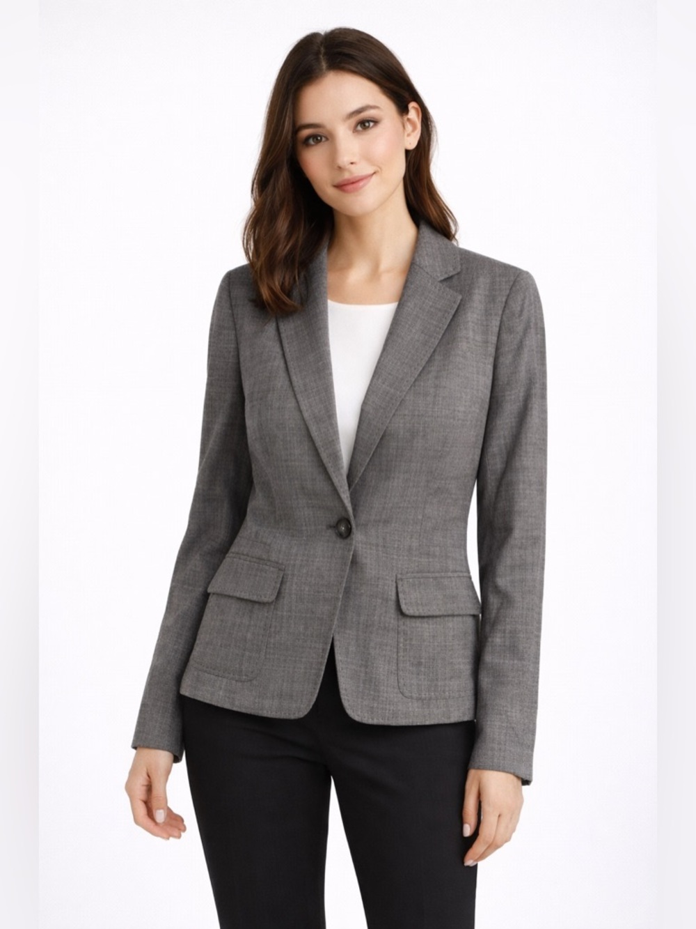 Talbots Gray Wool Blend Blazer Size 4 NWT Single Button Career Jacket